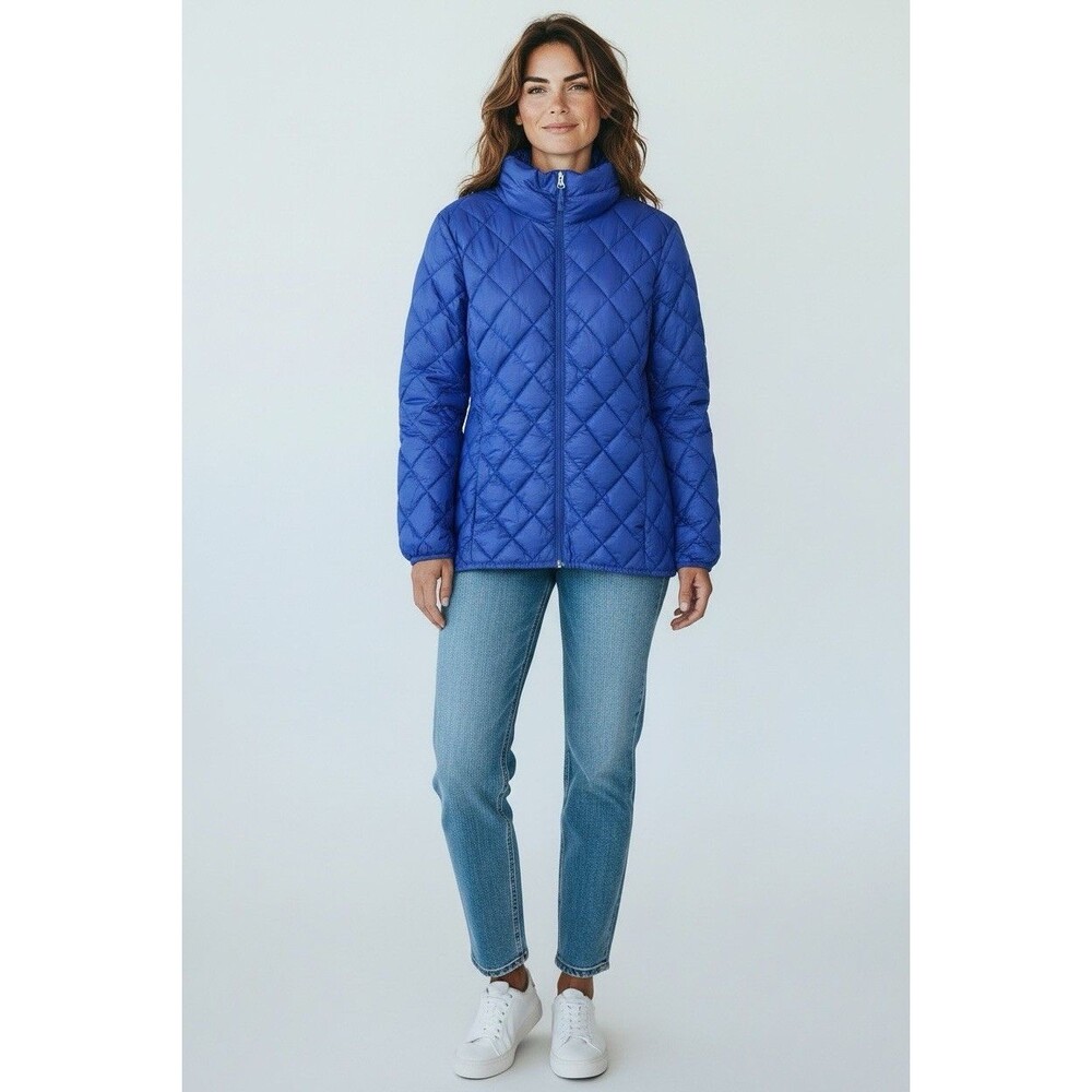 32 Degrees NWT Down Packable Puffer Jacket Blue‎ Shine Diamond Quilted S